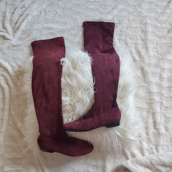 Robert Clergerie Fissal Thigh High Maroon Boots - Picture 2 of 5